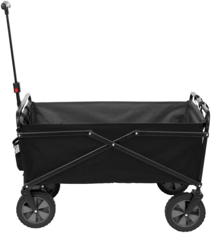 Compact Outdoor Folding Utility Wagon, Black Portable Shopping Cart