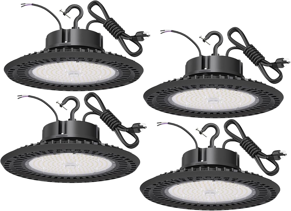 UFO LED High Bay Light 240W 4PACK ETL Listed High Bay LED Shop Lights 0-10V Dimmable 36000LM 5000K High Bay LED Light with US Plug High Bay Lights for Warehouse Lights Commercial Bay Lighting