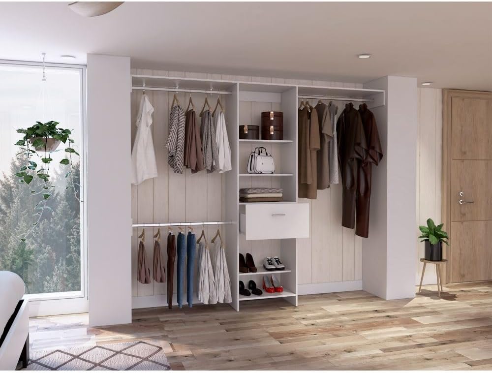 Calveston 1-Drawer 4-Shelf Closet System White