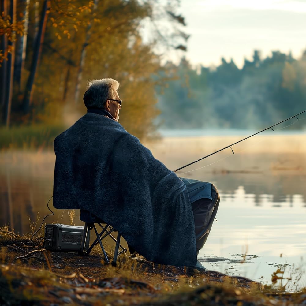 Apalos FlexHT Heated Blanket Outdoor, iF Award Winner, 24V Absolute Safe Electric Blanket, Infrared 1min Fast Heating Blanket Throw with 50% Energy Save, Washable, Dryable, Camping Essential