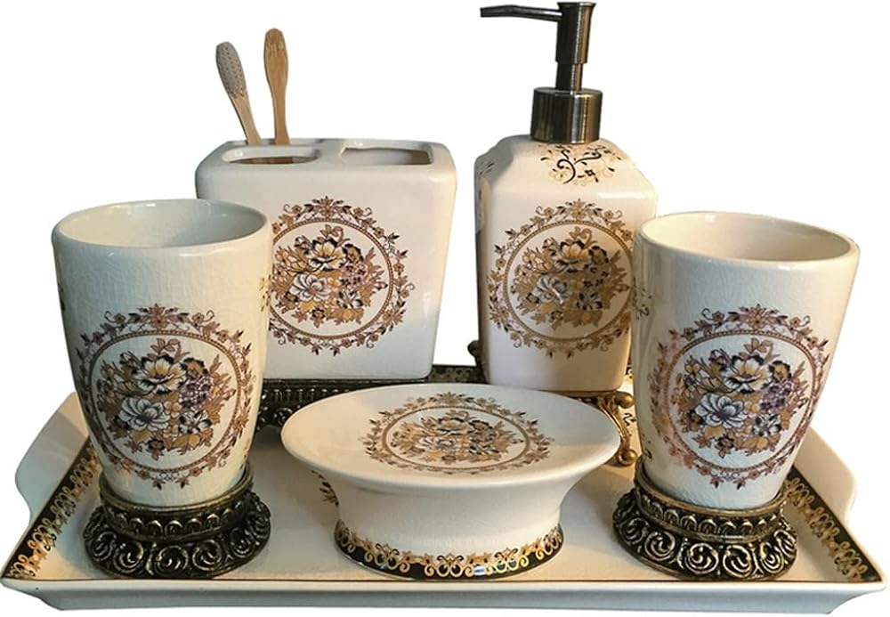 European-Style Ceramic Bathroom Five-Piece Set Toothbrush Cup Bathroom Set Toothbrush Holder Wash Kit