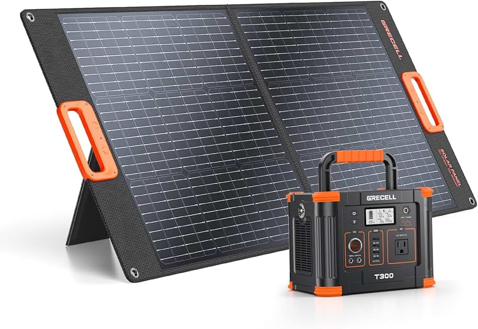 Portable Power Station 330W Solar Generator 300W Bundle with 100W Portable Solar Panel 20V Foldable Solar Cell Solar Charger
