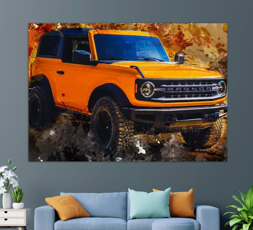 Ford Bronco Canvas Print, Ford Bronco Painting, Abstract Ford Wall Art, Ford Fan Gift