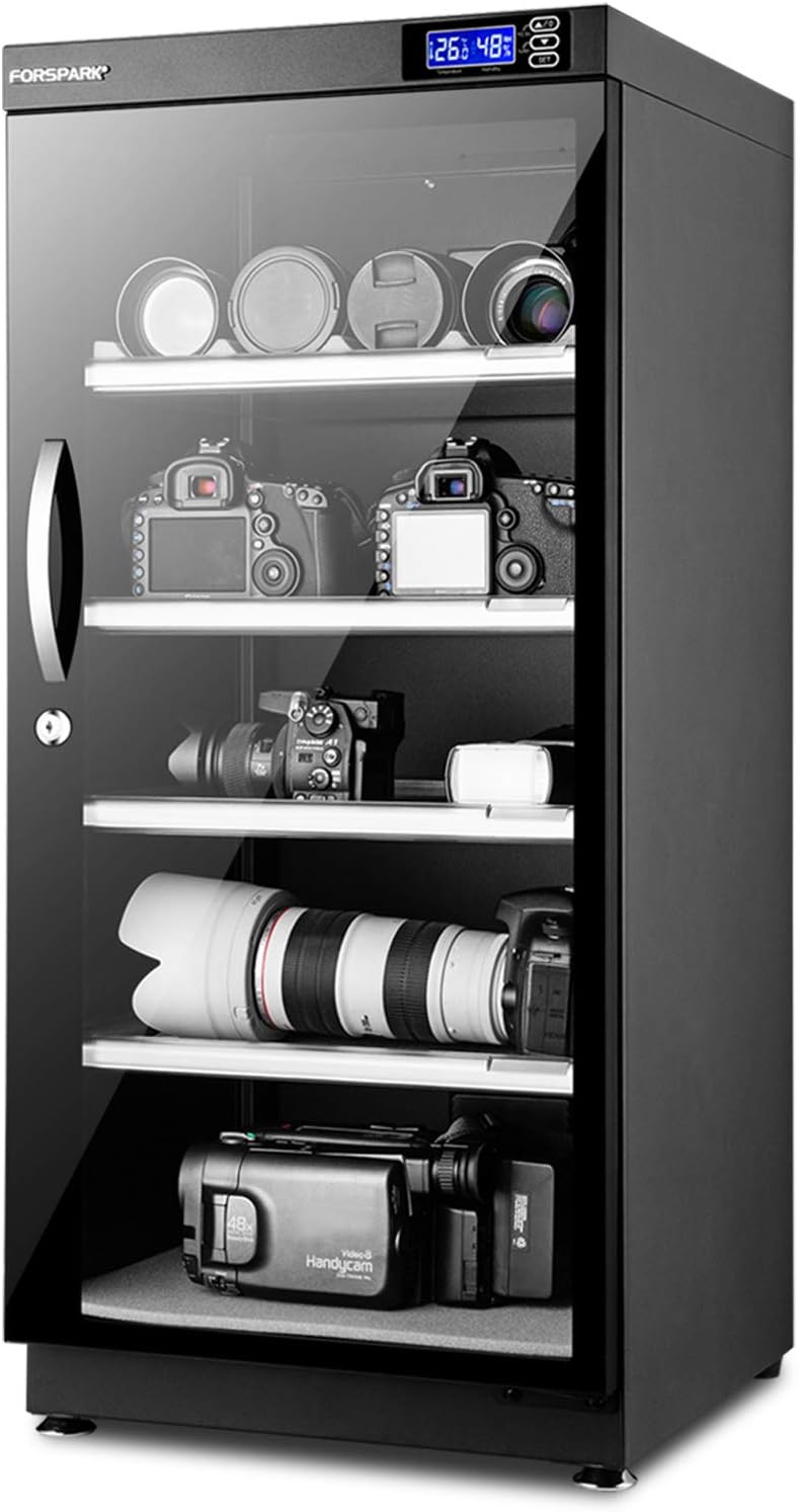 Camera Dehumidifying Dry Cabinet |15W 125L-Noiseless & Energy Saving - for Camera Lens & Electronic Equipment Storage Black