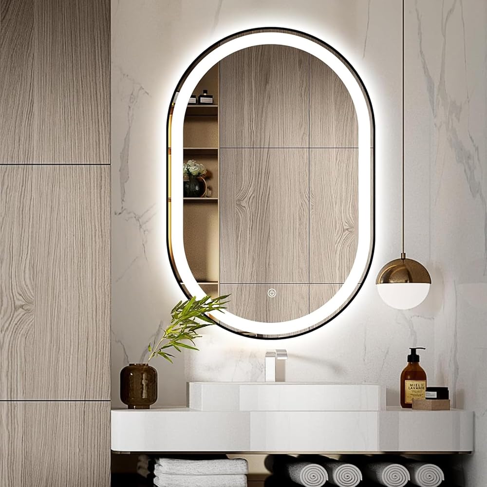 Oval LED Bathroom Mirror, 36