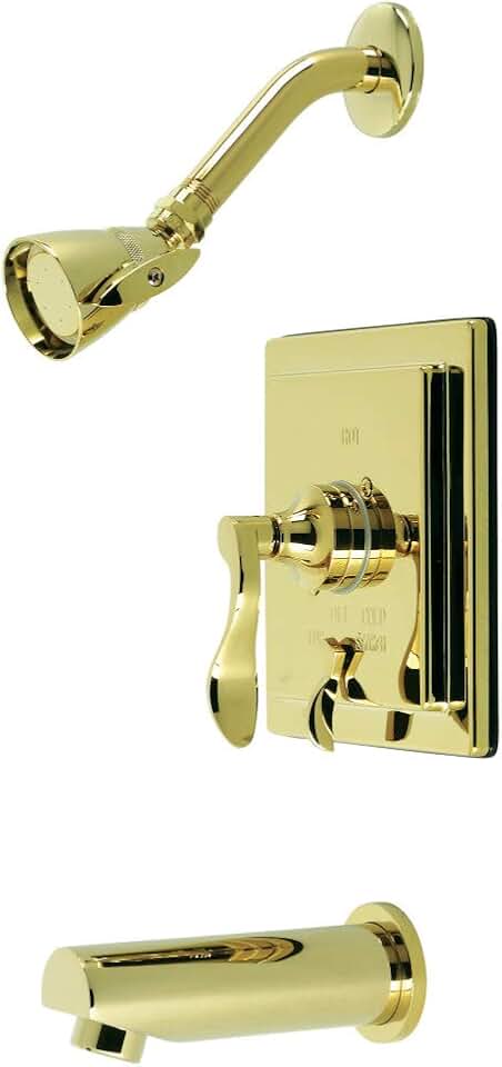 Kingston Brass KB86520DFL Tub and Shower Faucet, Polished Brass