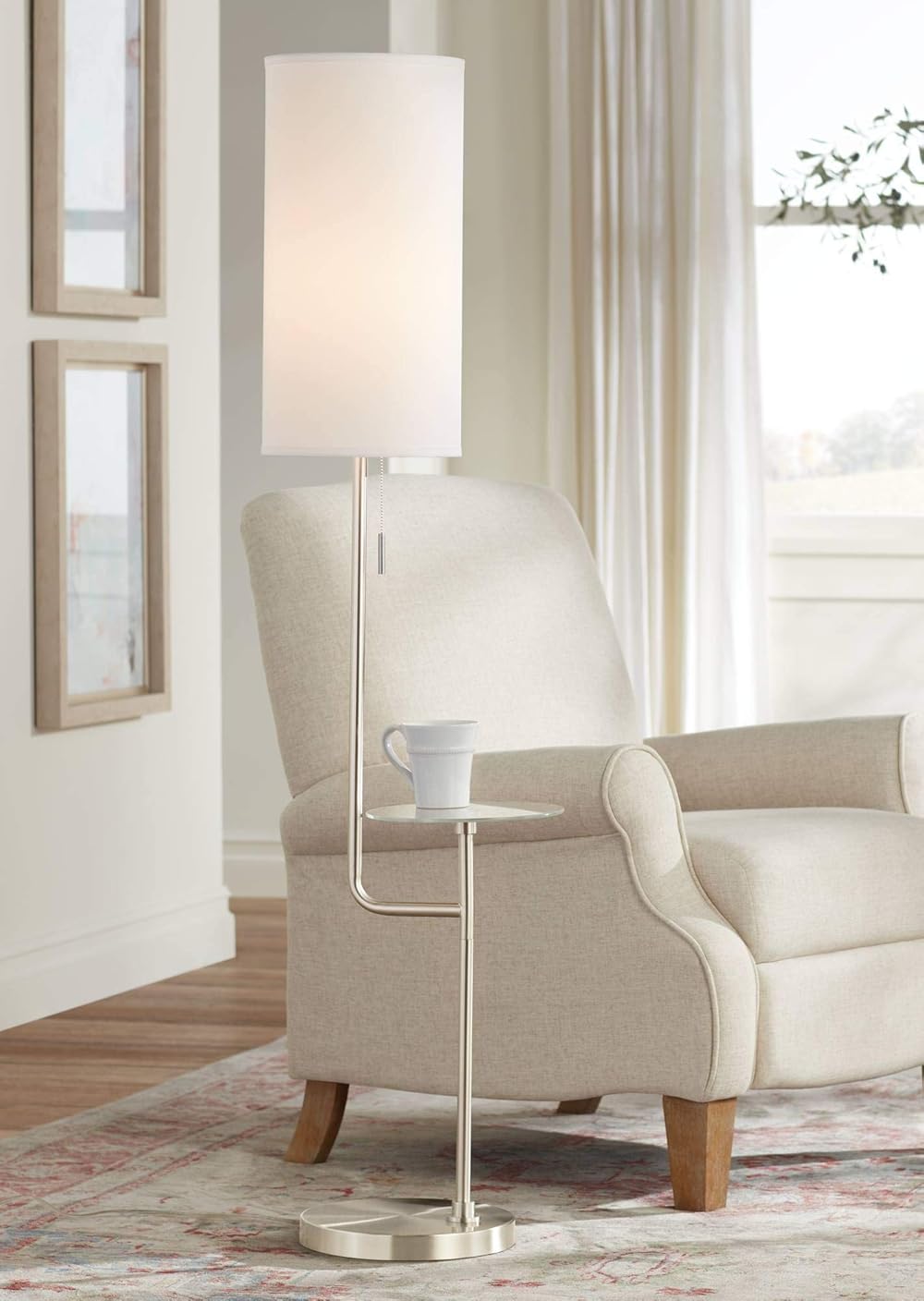 Possini Euro Design Piccolo Modern Floor Lamp with Tray End Table 60 1/2