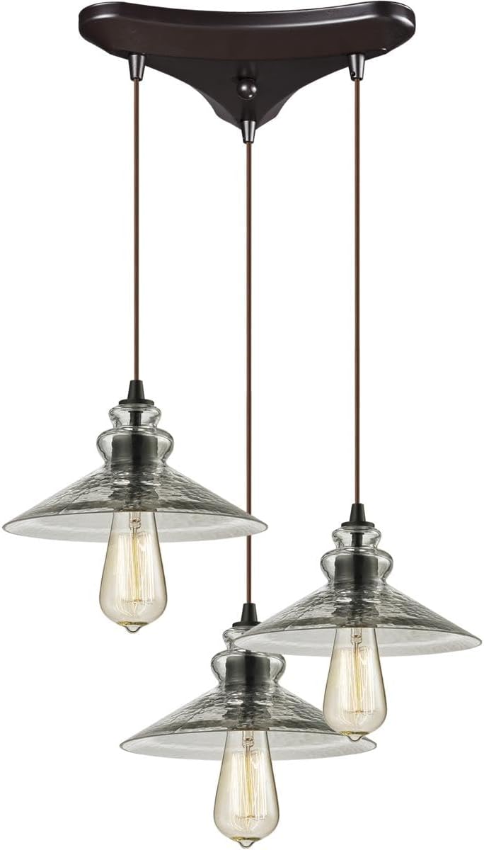 10332/3 Hammered Glass Collection 3 Light Chandelier, 5 x 10 x 10