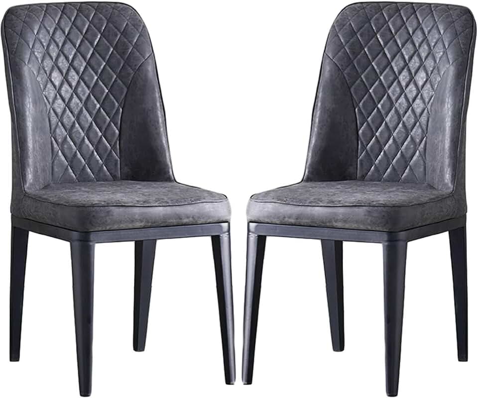 Meal Chairs Modern Kitchen Chair Elegant Side Chairs Pu Leather Durable Sturdy Metal Frame Wide Cushion Soft Comfortable Durable Set of 2 Dining Chair Waterproof Vanity Chair/K Grey/One Size