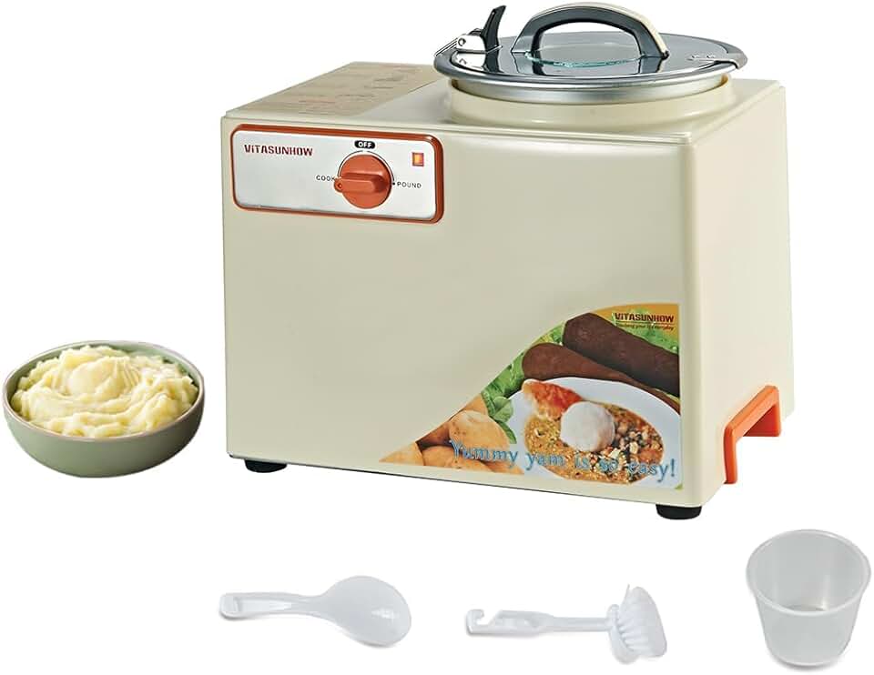 Yam Pounding Machine, To Boil Yam and To Pound the Yam,Cassava FuFu, Plantain FuFu and a Mixture of Cassava Effortlessly, Capacity with 3.6L
