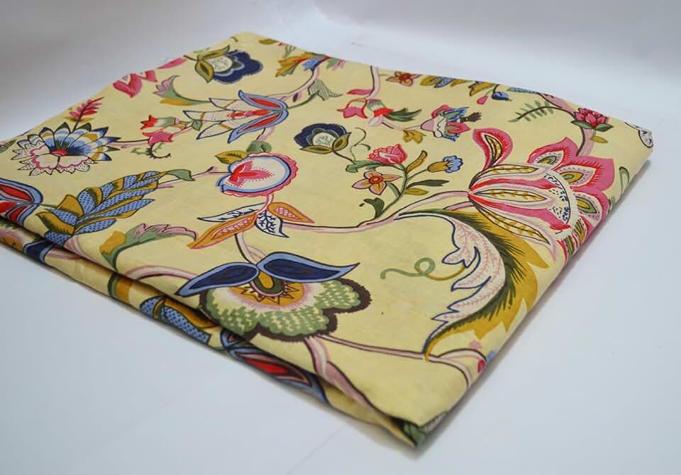 Scrren Print Dressmaking by The Yard Fabric 100% Cotton Floral Print Fabric for Sewing Crafting Ethnic Running Natural Dye Sanganeri Indian Fabric by The Yard 502 (50 Yard pre Cut)