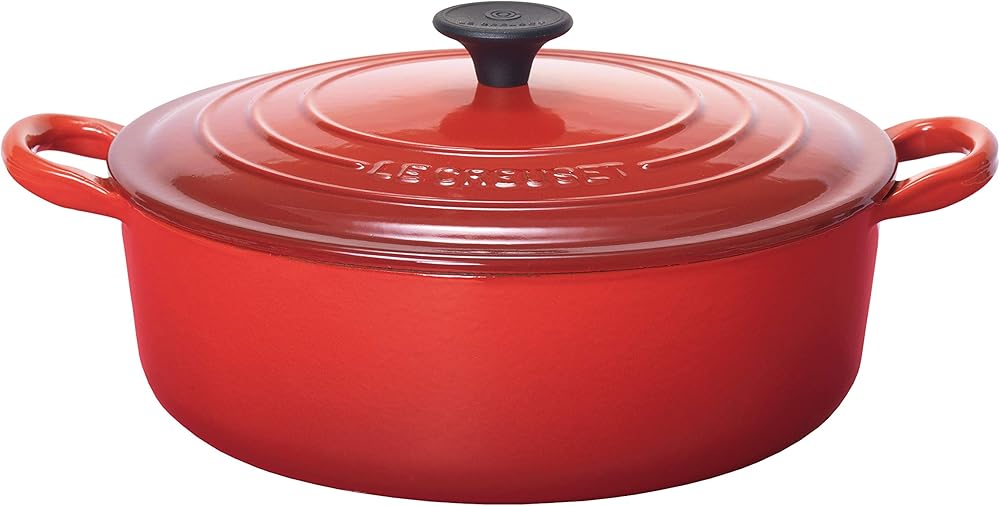 Le Creuset Enameled Cast-Iron 3-1/2-Quart Round Wide French Oven, Cherry Red