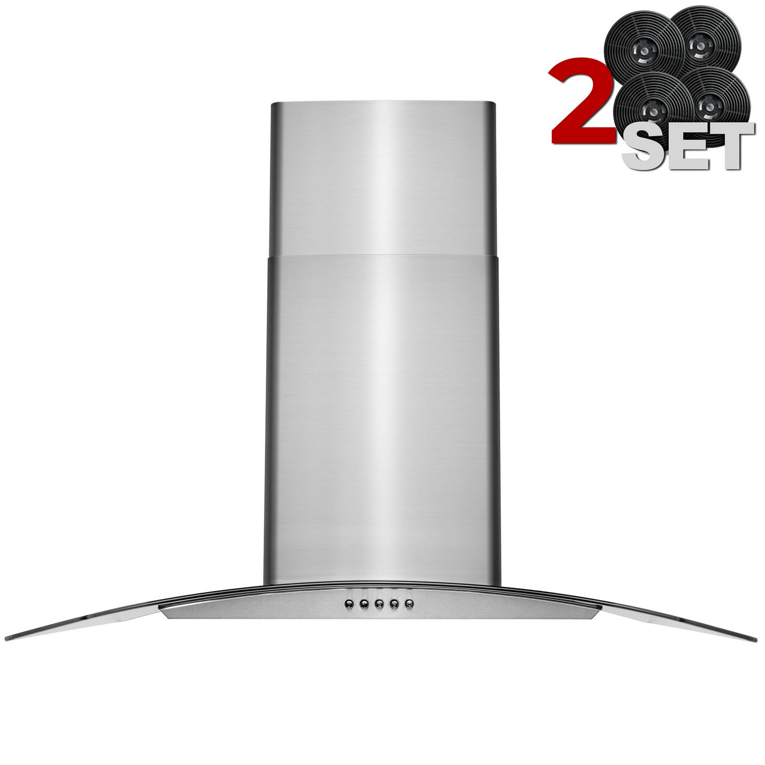AKDY Wall mount Range hood 30-in 299-CFM Convertible Stainless Steel Wall-Mounted Range Hood with Charcoal Filter