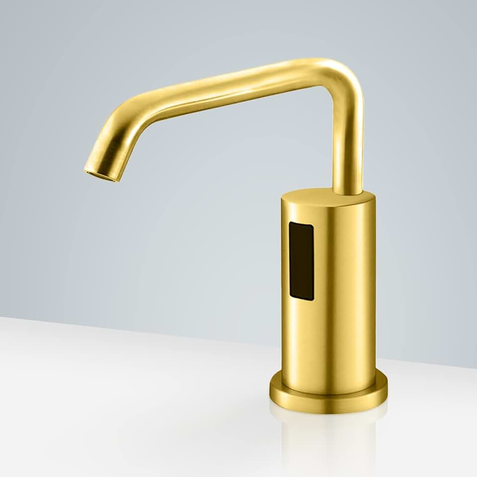 Leo Commercial Automatic Liquid Foam Soap Dispenser - FS9854-G Contemporary Style Deck Mount Metal Soap Dispenser - Gold Finish