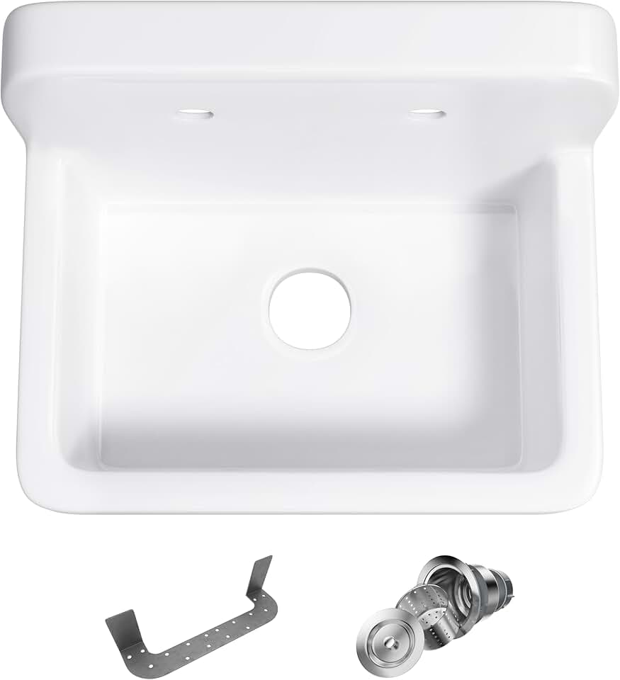 Eridanus 21 Inch Utility Sink, Wall Mounted Farmhouse Bathroom Sink, Modern Laundry Sinks Above Counter, 21