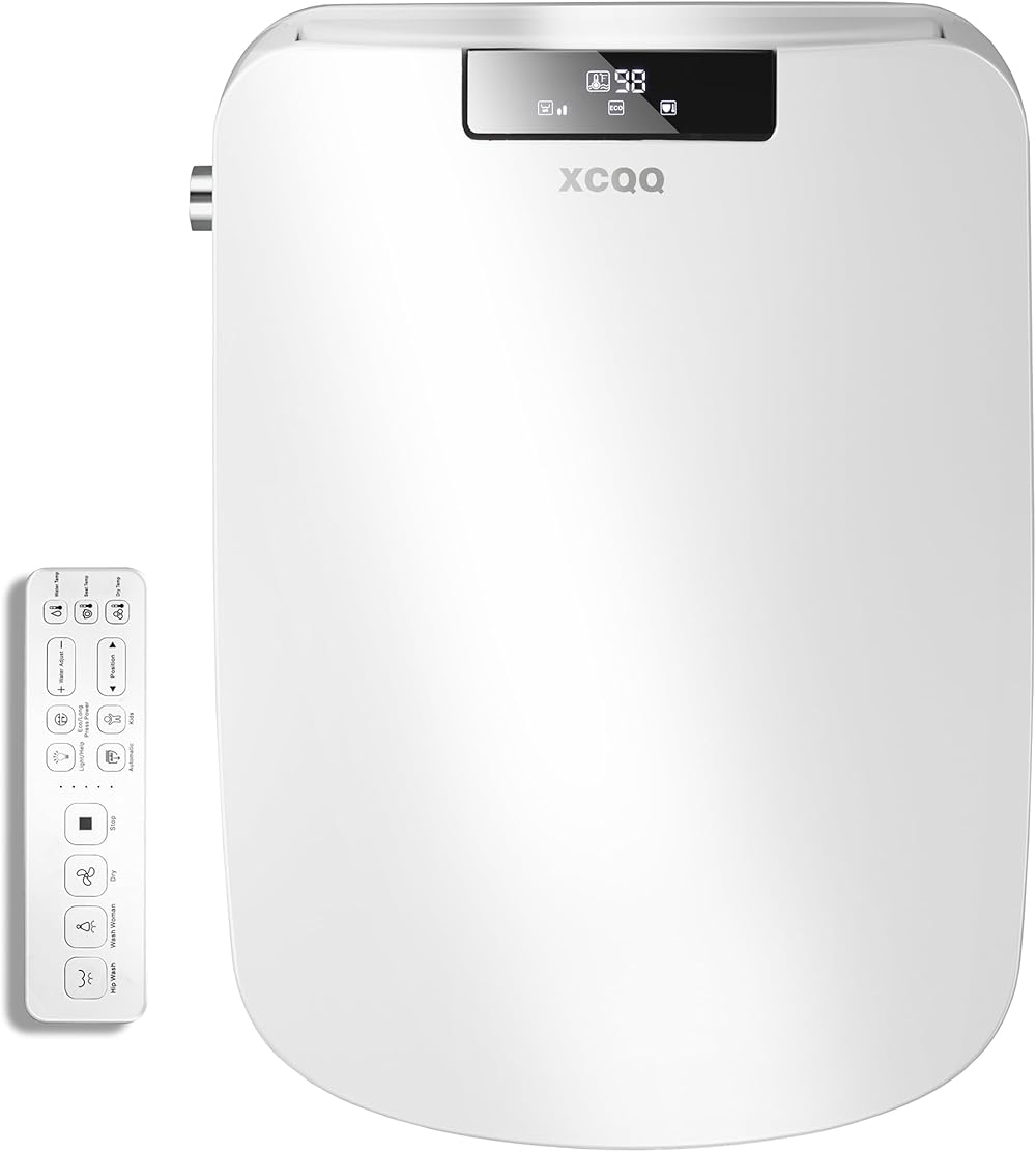 Smart Bidet Square Toilet Seat for Rectangle Toilets,Electric Bidet Toilet Seat with Wireless Remote,Rectangular Heated Toilet Seat with Bidet,Adjustable Warm Water and Air Dryer,Oscillating Wash
