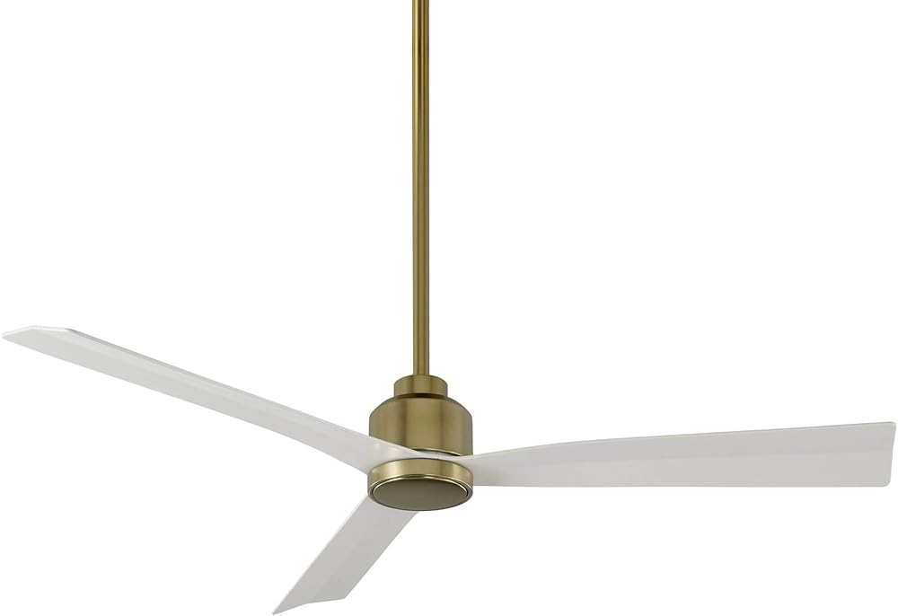 WAC Smart Fans Clean Indoor and Outdoor 3-Blade Ceiling Fan 54in Satin Brass Matte White with Remote Control works with Alexa and iOS or Android App