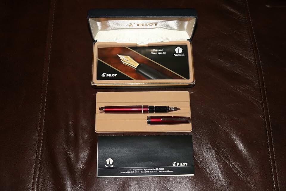 PILOT Metal Falcon Collection Fountain Pen, Burgundy Barrel, Extra Fine Nib (60463)