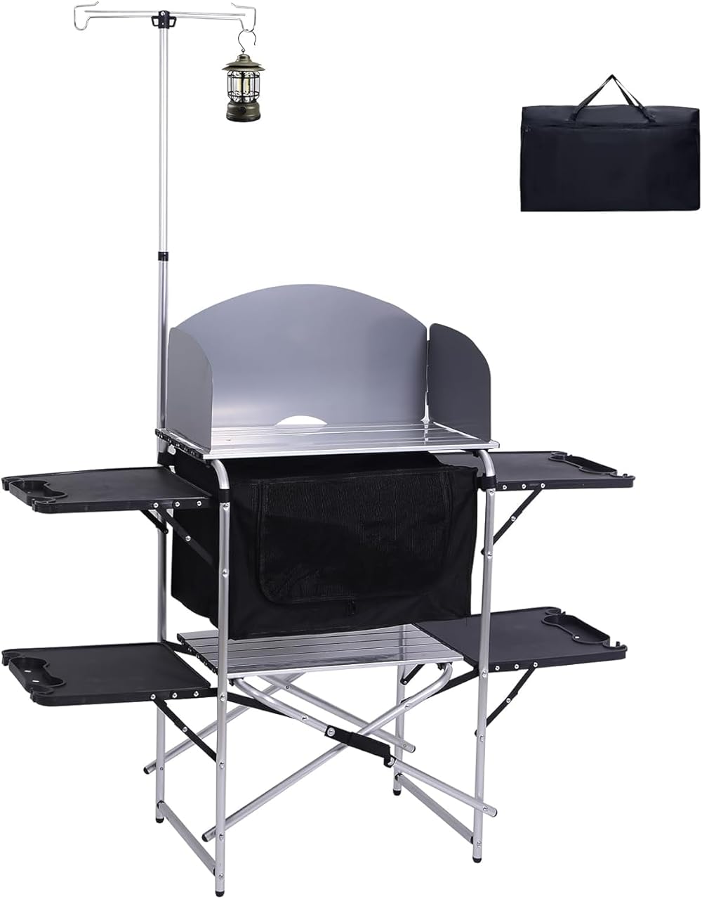 2-Set Heated Camping Chair w Carry Bag, Cooler Bag and Cup Holder + Camping Kitchen Table