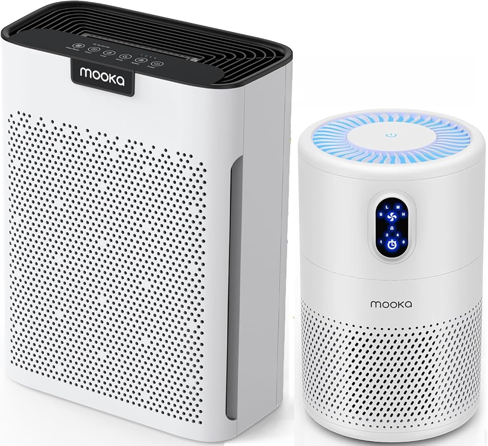 2 Packs MOOKA Air Purifiers for Home Large Room up to 2000 sq.ft, BD02L and KJ190L