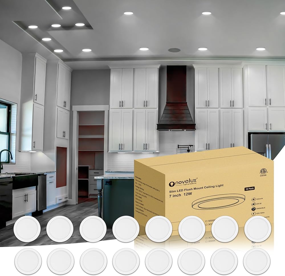 7 Inch Small LED Flush Mount Ceiling Light Dimmable,5000k Daylight Ultra Slim Round Flat Panel Ceiling Light Fixture,Modern Ceiling Lamp for Closet,Kitchen,Bathroom,Hallway(16 Pack)