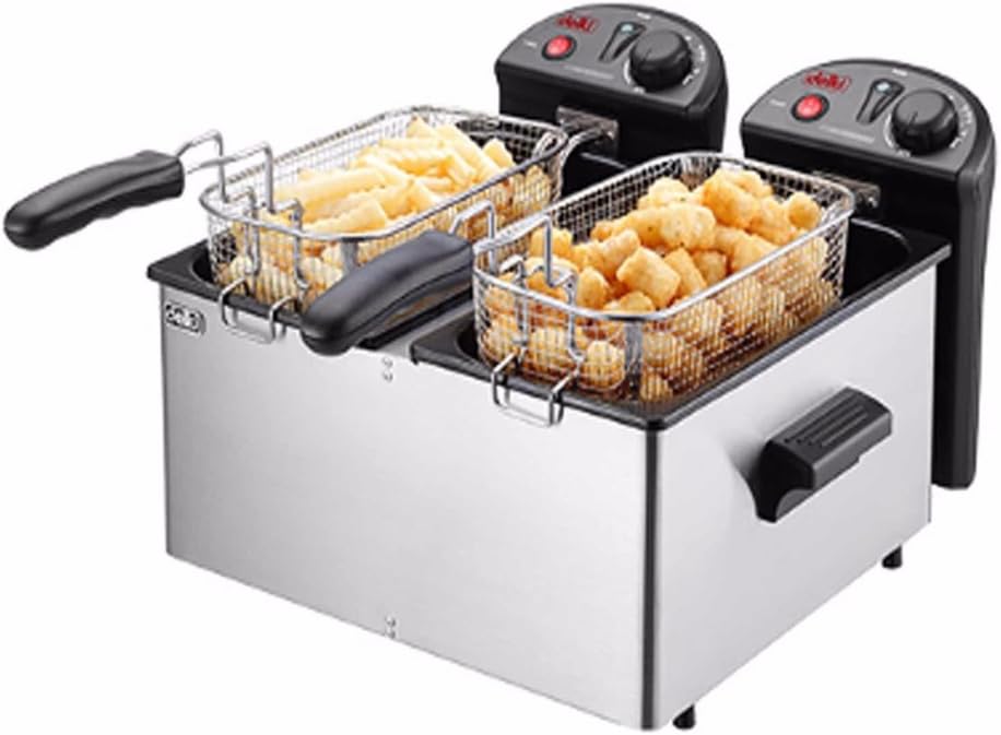 Delki DK-202 Electric Smart Deep Fryer Double Safety Sensor Large 2 Baskets 3.5Lx2