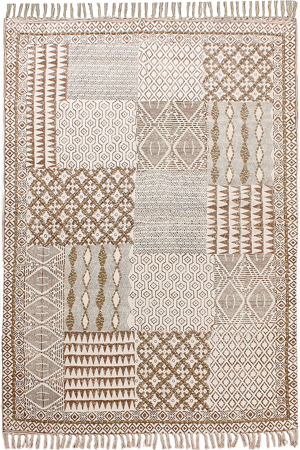 Hand Woven Rug Cotton Area Rug Pure Cotton Tassels Floor Rug Hand Woven Throw Rugs Door Mat Laundry Room Rug Indoor Bathroom Tablecloth 9x12 Feet (270x360 cm)