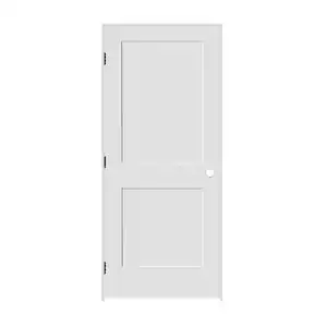 CODEL DOORS 34 in. x 80 in. 2-Panel Right Hand Solid Wood Primed White MDF Single Prehung Interior Door with Matte Black Hinges
