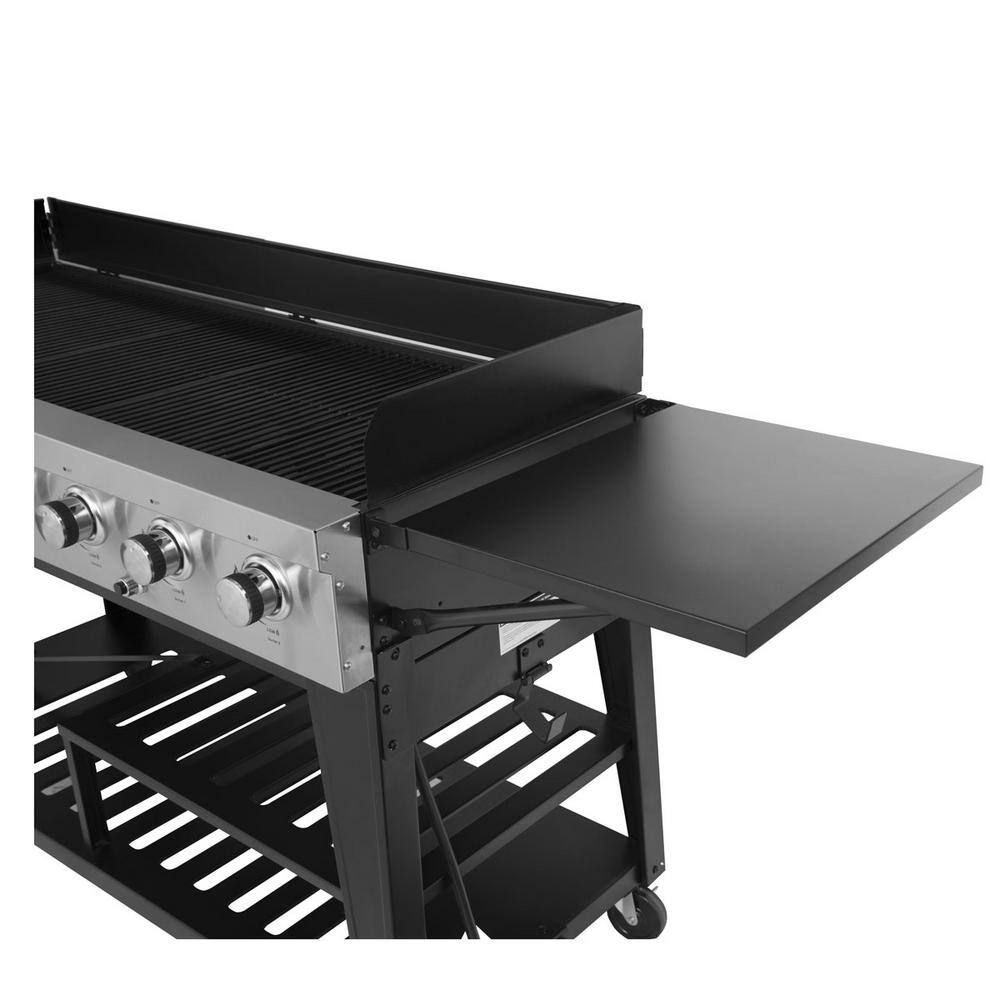Royal Gourmet GB8000C 8-Burner Event Propane Gas Grill in Black with 2 Folding Side Tables with Cover