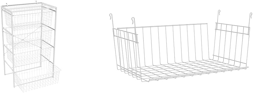ClosetMaid 4-Drawer Organizer Unit with Shelf and Wire Hanging Shelf Basket