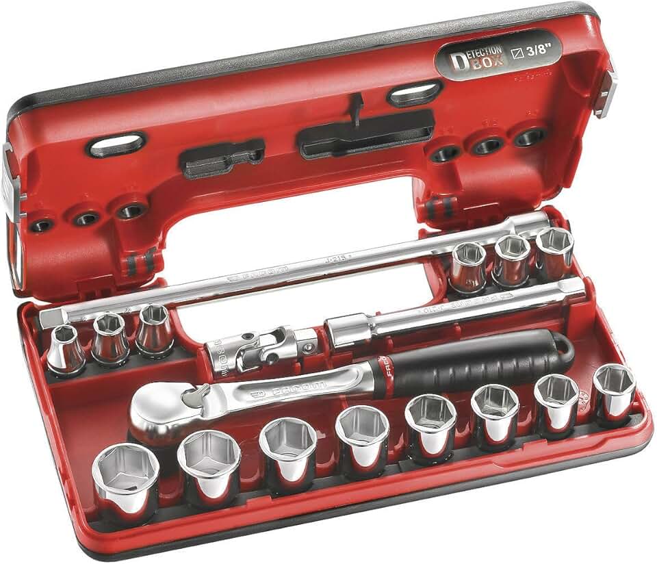 Facom JL.DBOX1 Hexagon Socket Set in Detection Box, 8mm-22mm, 3/8