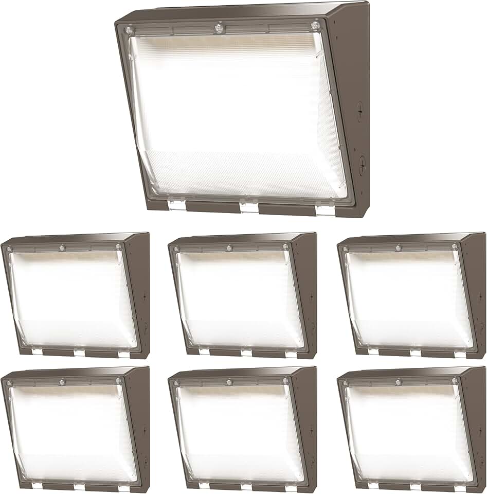 Sunco 6 Pack 80W LED Wall Pack Outdoor Industrial Dimmable Waterproof Commercial Grade Security Warehouse Super Bright Parking Lot, Selectable CCT 3000K/4000K/5000K, 7600 Lumens, AC120-277V