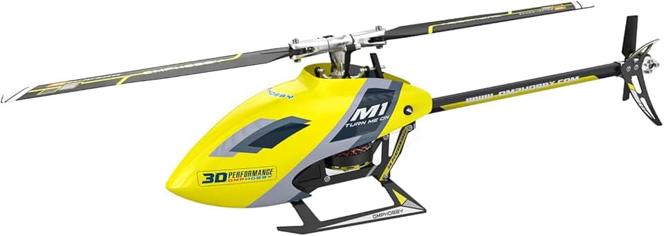 OMPHOBBY M1 EVO 3D RC Helicopter，6CH Micro Dual Brushless Motors Helicopters, Can Bind FUTABA Radio Directly, Yellow Adults Remote Flying Model Without Controller