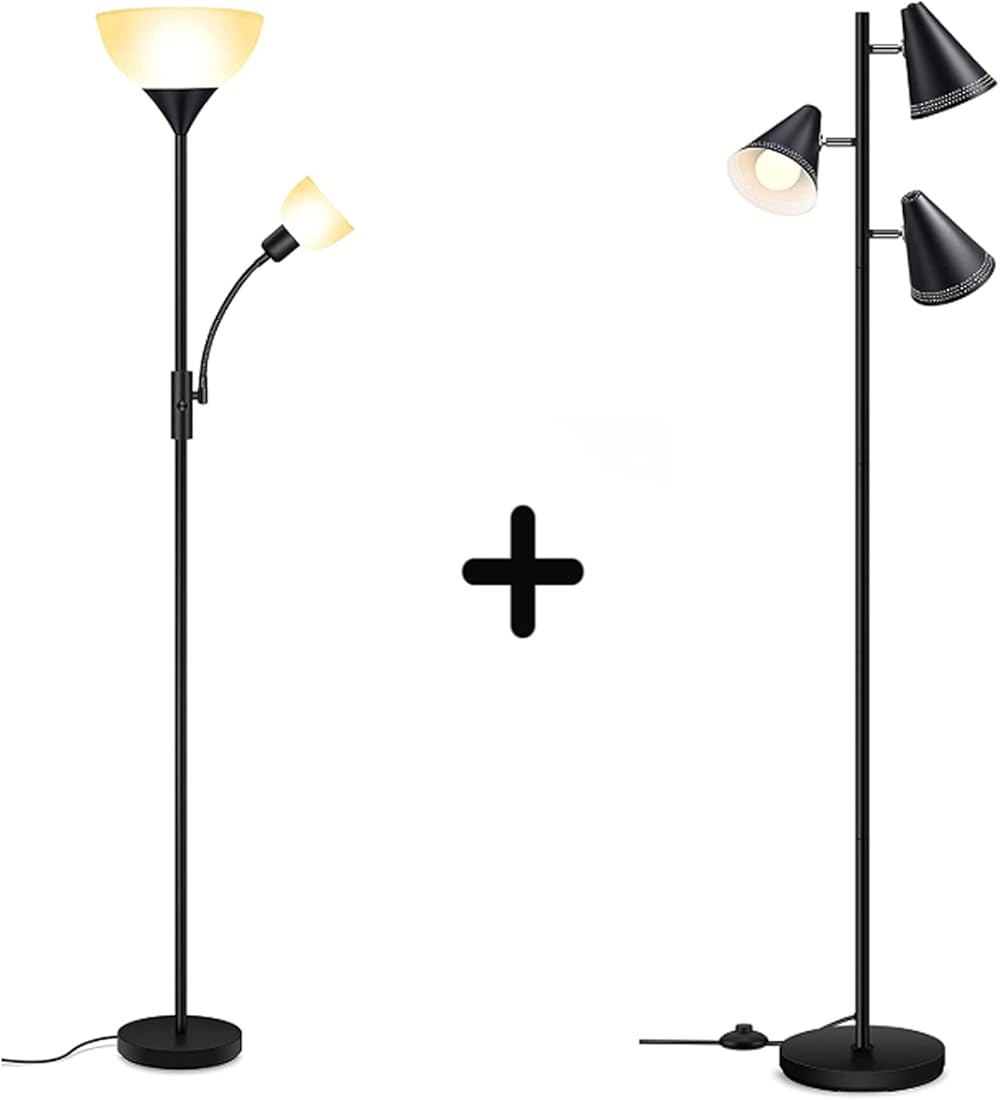 BoostArea 9W LED Torchiere Floor Lamp + 3pcs 9W Tree Floor Lamp Bundle