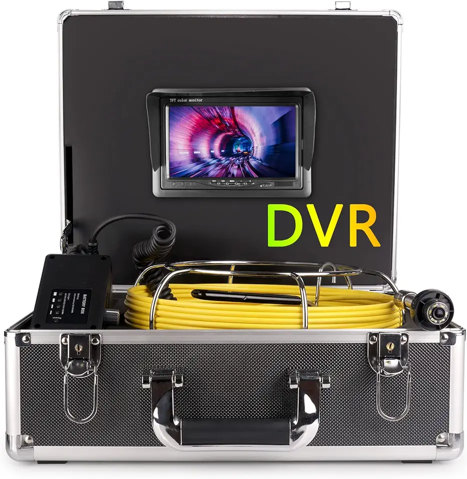 7 Inches Monitor 100ft/30m with Distance Mark Plumbing Snake Pipe Inspection Video Camera,DVR Recorder Waterproof IP68 Drain Sewer Pipeline Industrial Endoscope System…