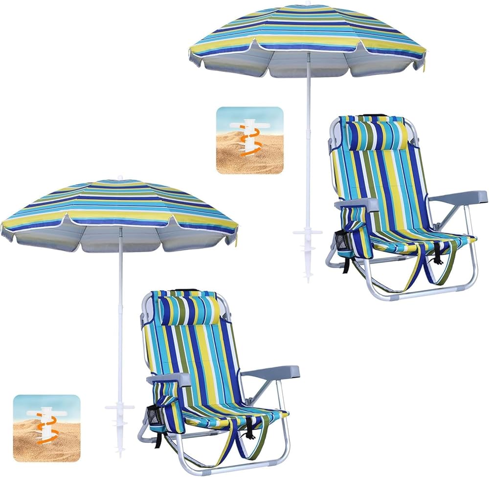 Camp Chair, Camping Chair with Footrest, Foldable Camping Chair for Adults Beach Chair, Beach Chair and Umbrella, Backpack Beach Chair Beach Chair for Adults with Umbrella and Cooler