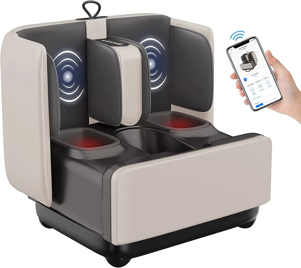 COMFIER 2-in-1 Shiatsu Foot Massager&Foot Rest,Foot and Calf Massager with APP Control,Heated Feet Massager,Calf Massager for Foot Pain Relief,Gifts for Men,Women