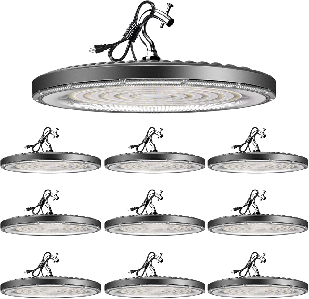 200W LED High Bay Light 30000lm (Eqv.800W MH/HPS) UFO High Bay Shop Light AC100-277V ETL Listed High Bay Lighting for Warehouse/Barn - 𝟓𝐘𝐫𝐬 𝐖𝐚𝐫𝐫𝐚𝐧𝐭𝐲 10 Pack