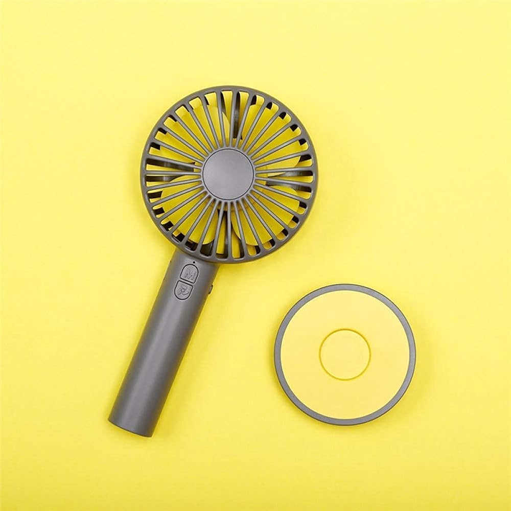 Portable Handheld Fan Portable Small USB Fan Mini Personal USB Rechargeable Desk Fan Base for Office Outdoor, vertice, Pink (Color : Gray)