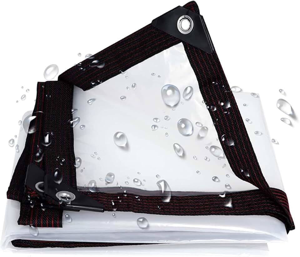 Transparent Tarps Heavy Duty Waterproof 4x10m, Transparent Tarpaulin Waterproof, Clear Tarps with Grommets, Clear Tarpaulin Waterproof, Reinforced Edges, Outdoor Cover and Camping