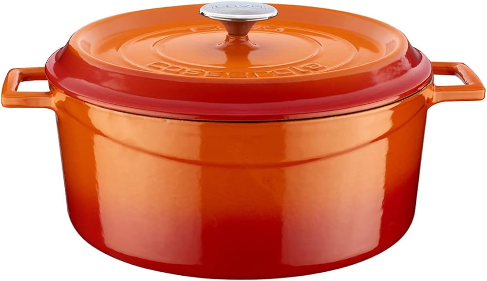 Lava Signature Enameled Cast-Iron Round Dutch Oven - 7 Quart, Orange Spice