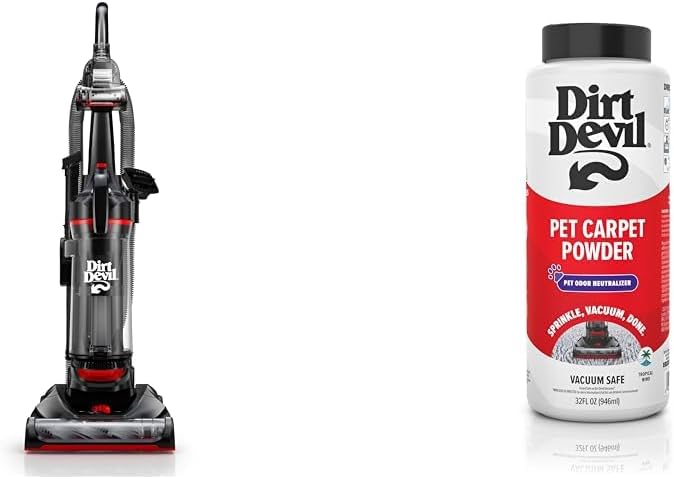 Dirt Devil Multi-Surface Total Pet+ Upright Bagless Vacuum Cleaner Machine, with Pet Tool Kit, UD76400V + 32 oz Pet Carpet Powder, Room Refresher, Pet Odor Eliminator, Tropical Wind Scent, AD31211