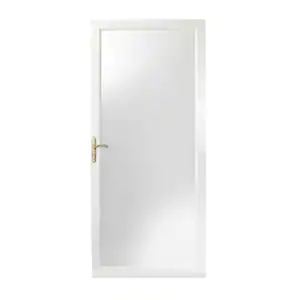 Andersen 3000 Series 36 in. x 80 in. White Left-Hand Full View Interchangeable Aluminum Storm Door with Brass Hardware