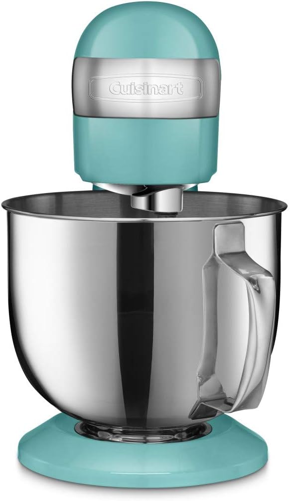 Cuisinart Stand Mixer, 12 Speed, 5.5 Quart Stainless Steel Bowl, Chef’s Whisk, Mixing Paddle, Dough Hook, Splash Guard w/ Pour Spout, Periwinkle Blue, SM-50BL