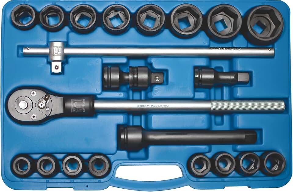 SW-Steel Impact-Socket Set, Chromium-Molybdenum, 07605L