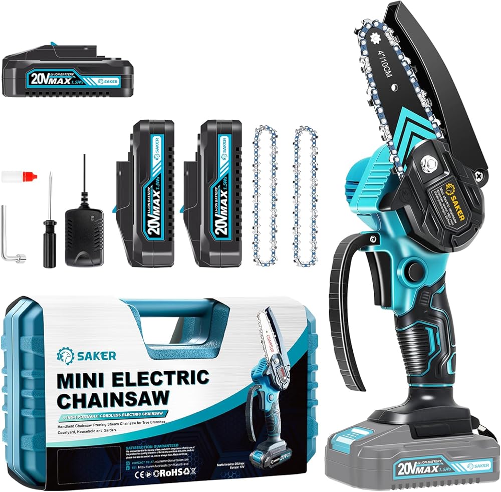 Saker Mini Chainsaw,Portable Electric Cordless Chainsaw and Saker Mini Chainsaw-Only One Battery