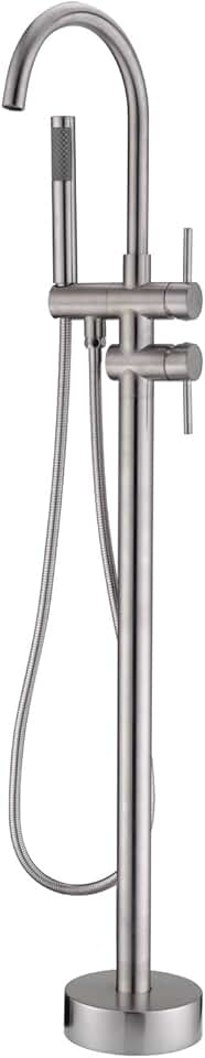 Freestanding Tub Filler Bathtub Faucet Brushed Nickel Floor Mounted Faucets with Handheld Shower