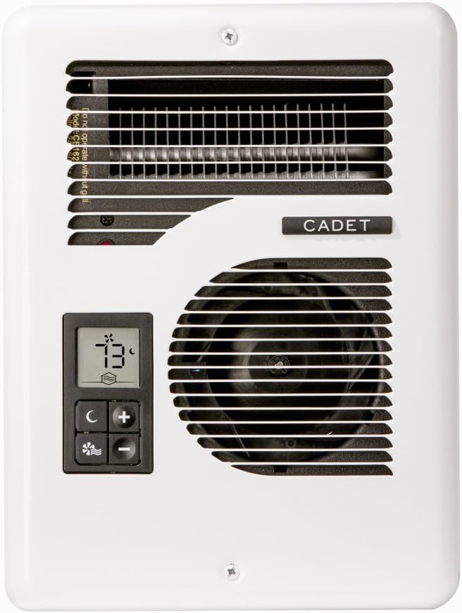 Cadet 65201 Energy Plus Wall Heater Complete Unit with Built-in Digital Thermostat (Model: CEC163TW, Part: 65215), 120/240/208 Volt, 1000/1600/1500 Watt, White