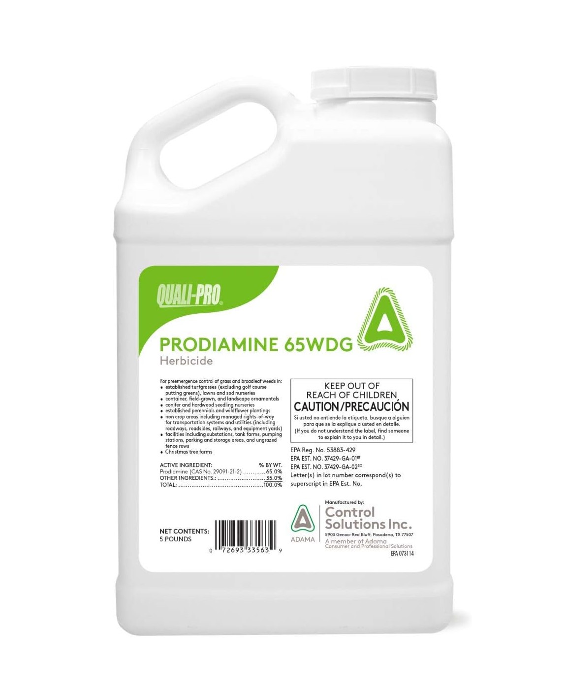 Quali-Pro Prodiamine 65 WDG Pre-Emergent Herbicide (Generic Barricade) - 5 Lbs Jug by Control Soultions