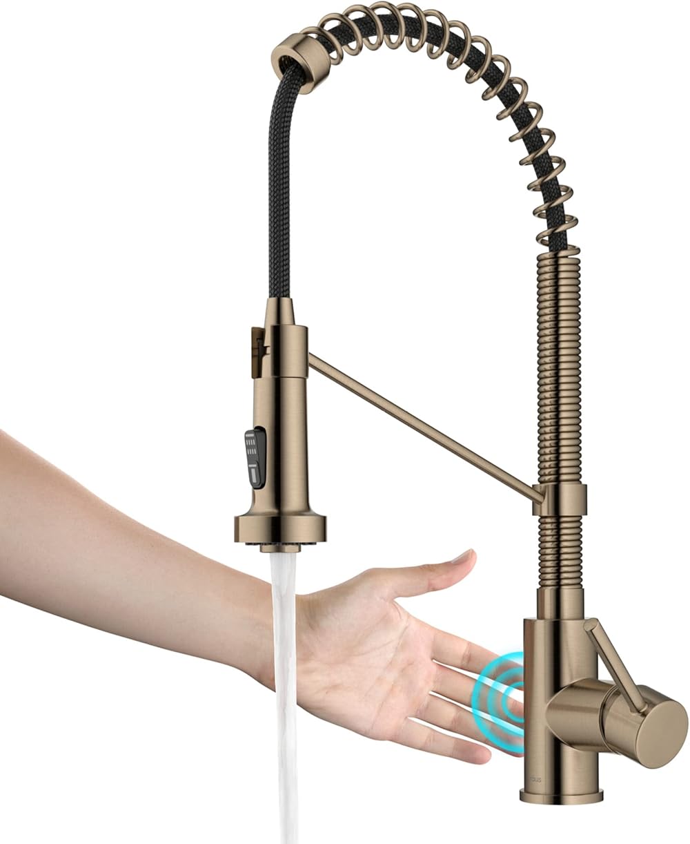 Bolden Touchless Sensor Commercial Pull-Down Single Handle 18-Inch Kitchen Faucet in Spot Free Antique Champagne Bronze, KSF-1610SFACB